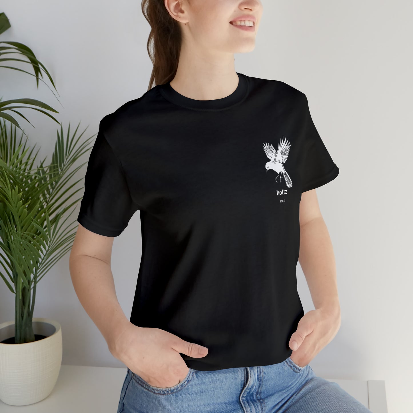 T-shirt - hottz - Bird - Black, White and Pink