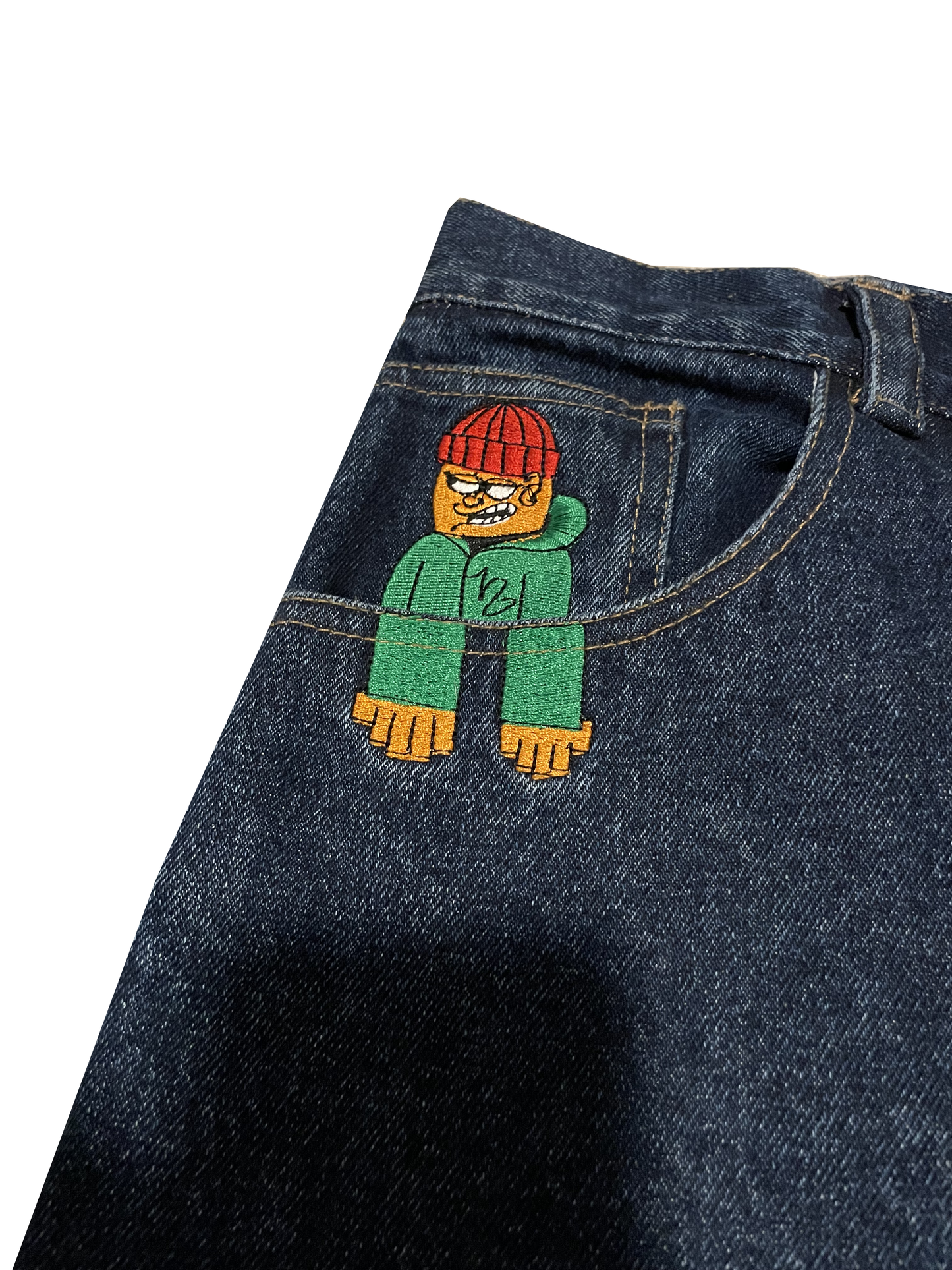 Baggy Jeans - Green man - Dark blue - Hottz